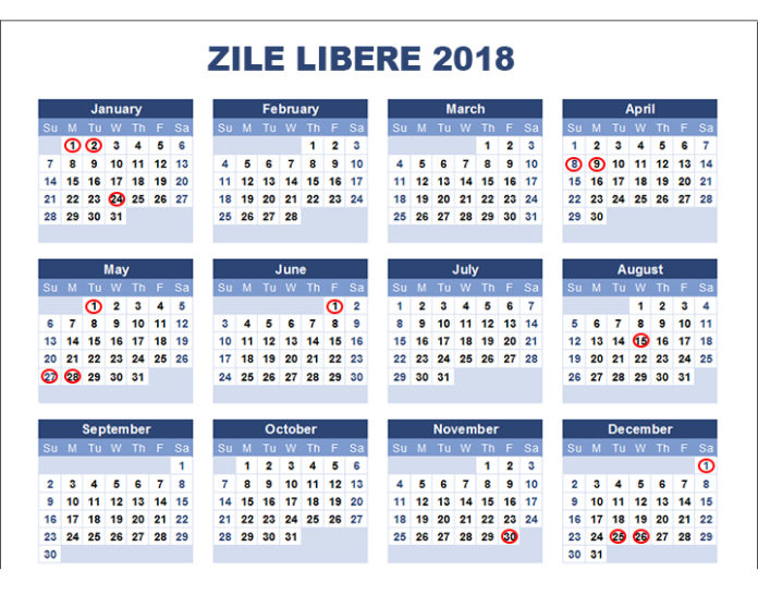 zile libere 2018